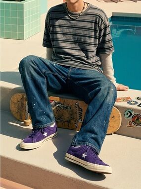 Converse One Star Purple Suede Low Tops Men's Size 10.5 Rare Retro Skate Style